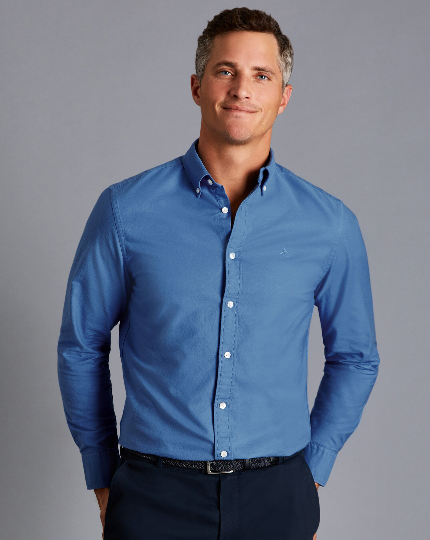 Charles Tyrwhitt Charles Tyrwhitt Mens Shirt Long Sleeve XS Collar Cotton 16 Blue 100% 