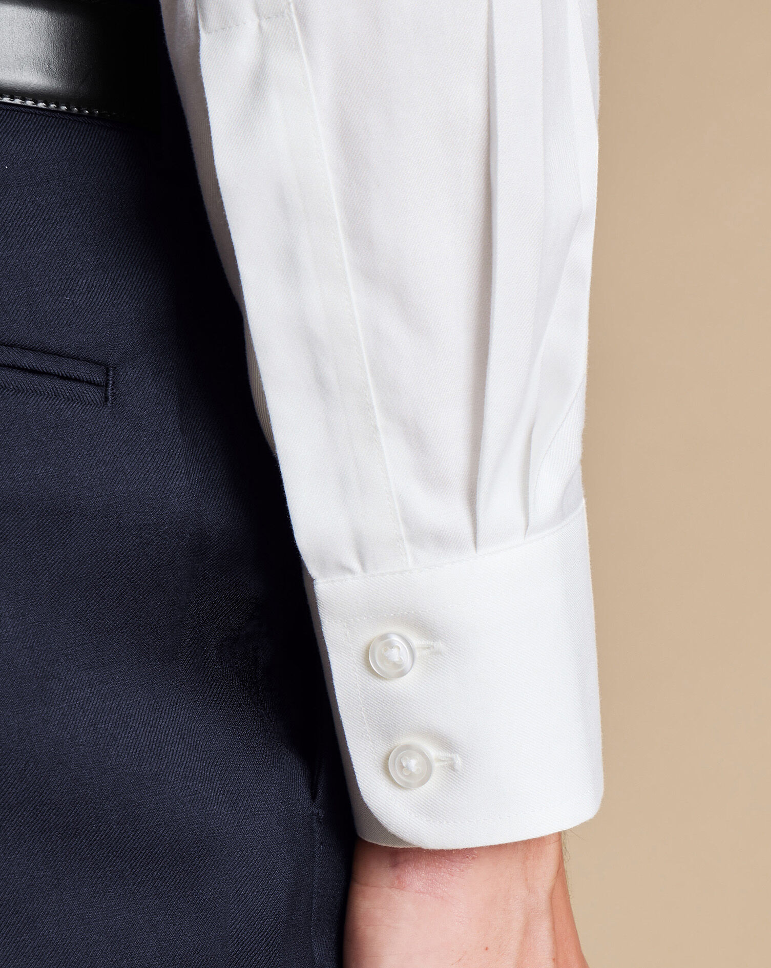 Non-Iron Twill Shirt - White | Charles 