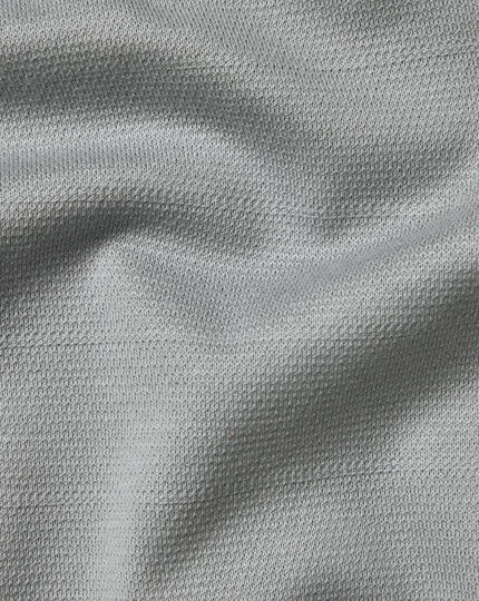 Tyrwhitt Cool Zip-Neck Polo - Light Grey
