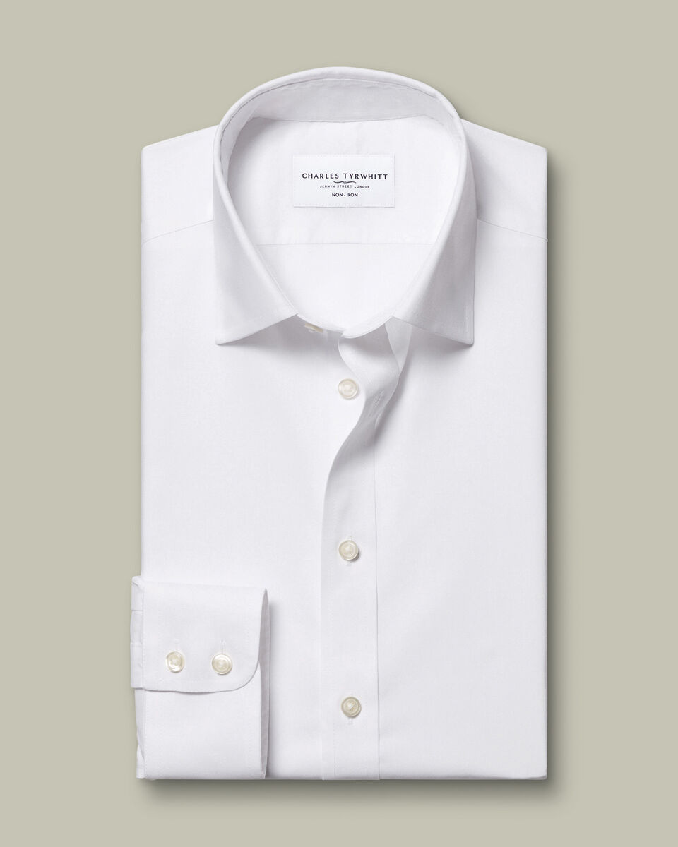 Non-Iron Stretch Poplin Shirt - White