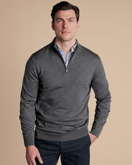 Merino Quarter Zip Sweater - Grey