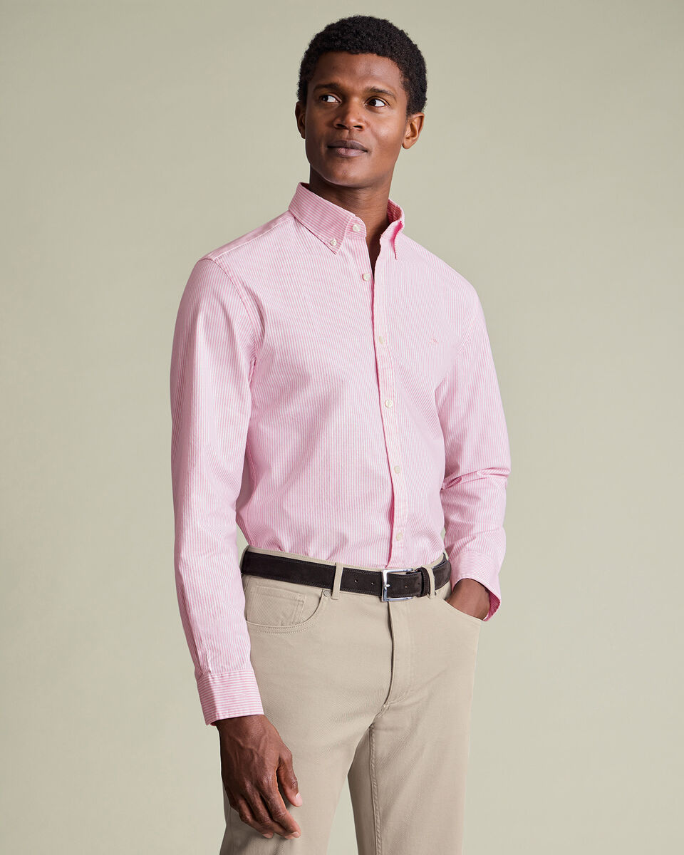 Mens Oxford Stripe  Shirt Tickled Pink