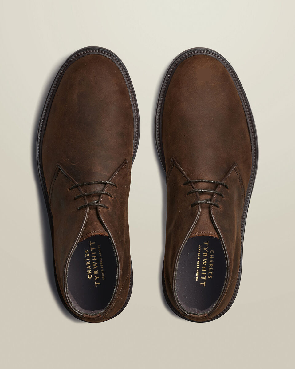 Waxed Leather Chukka Boots - Chocolate Brown