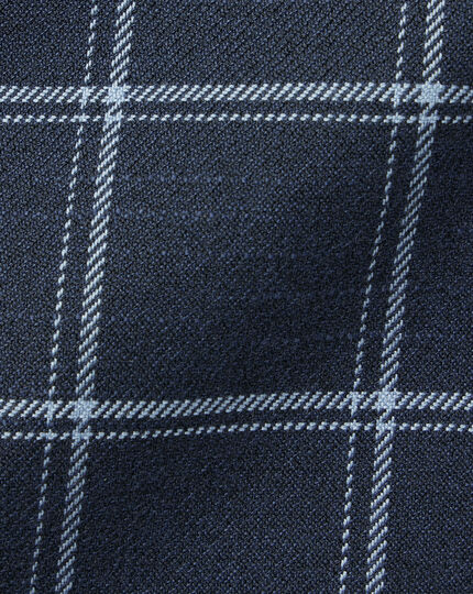 Button-Down Collar Non-Iron Twill Large Windowpane Check Shirt - Navy Blue