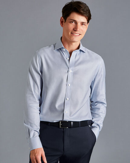 Spread Collar Non-Iron Cambridge Weave Shirt - Light Blue