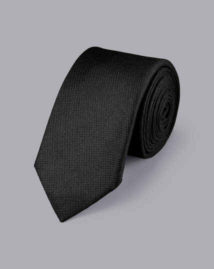 Stain Resistant Slim Silk Tie - Black