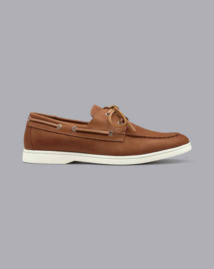 Nubuck Boat Shoes - Tobacco Brown