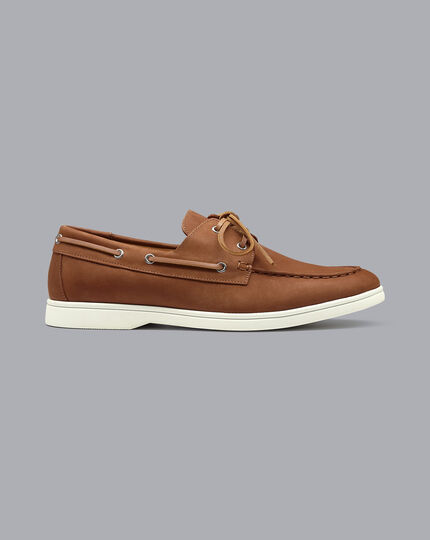 Nubuck Boat Shoes - Tobacco Brown