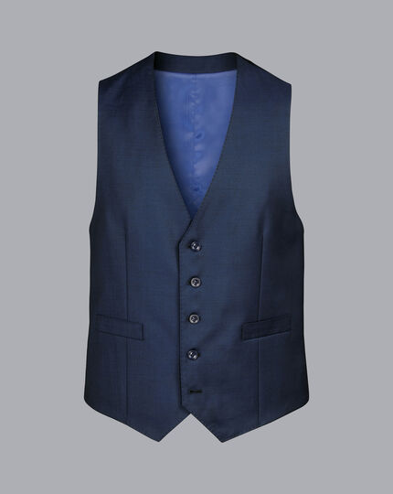 Natural Stretch Twill Suit Waistcoat - Mid Blue