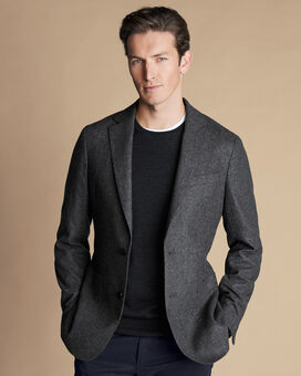 Unstructured Wool Twill Jacket - Charcoal Grey