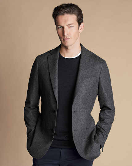Unstructured Wool Twill Jacket - Charcoal Grey
