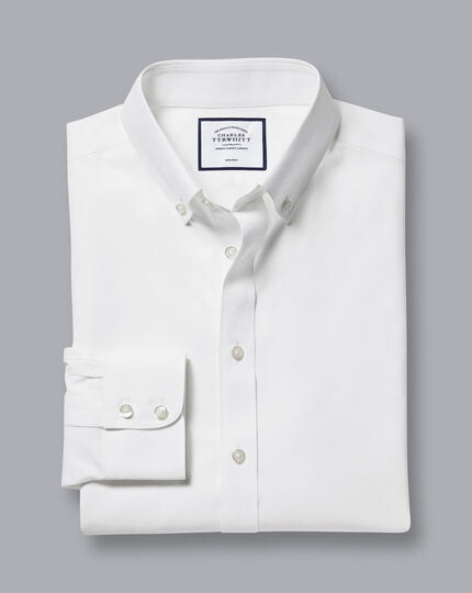 Bügelfreies Twill-Hemd mit Button-down-Kragen - Weiß