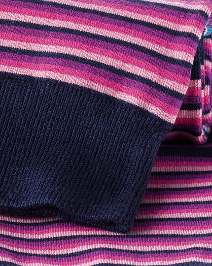 Multi Block Stripe Socks - Dark Pink
