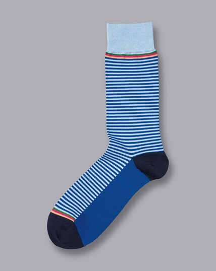 Fine Stripe Socks - Light Blue