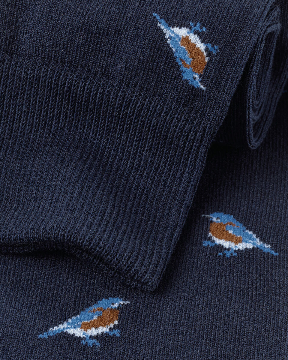 Cotton Bird Socks - French Blue