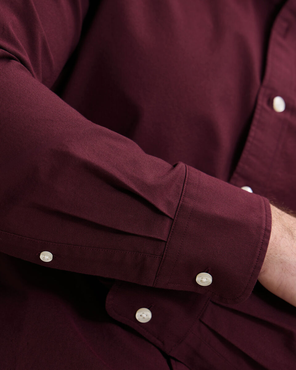 Button-Down Stretch Washed Oxford Shirt - Burgundy
