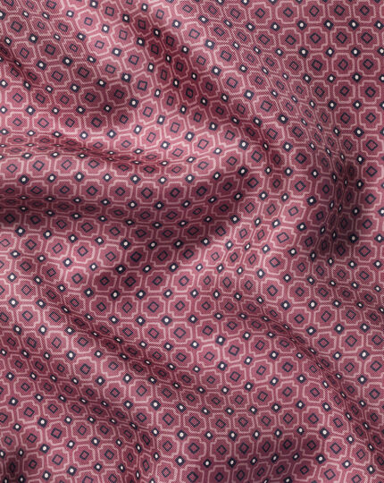Tile Print Silk Pocket Square - Claret Pink