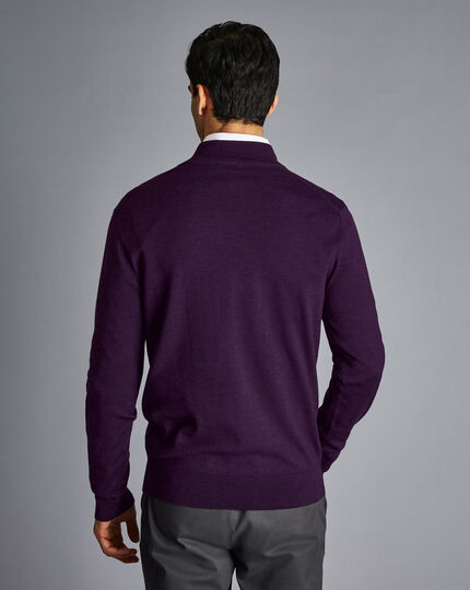 Merino Zip Neck Sweater - Dark Purple