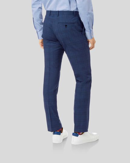 Merino Check Business Suit - Blue