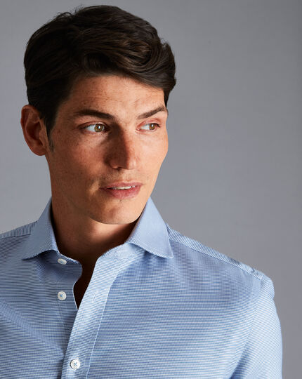 Spread Collar Non-Iron Cambridge Weave Shirt - Ocean Blue