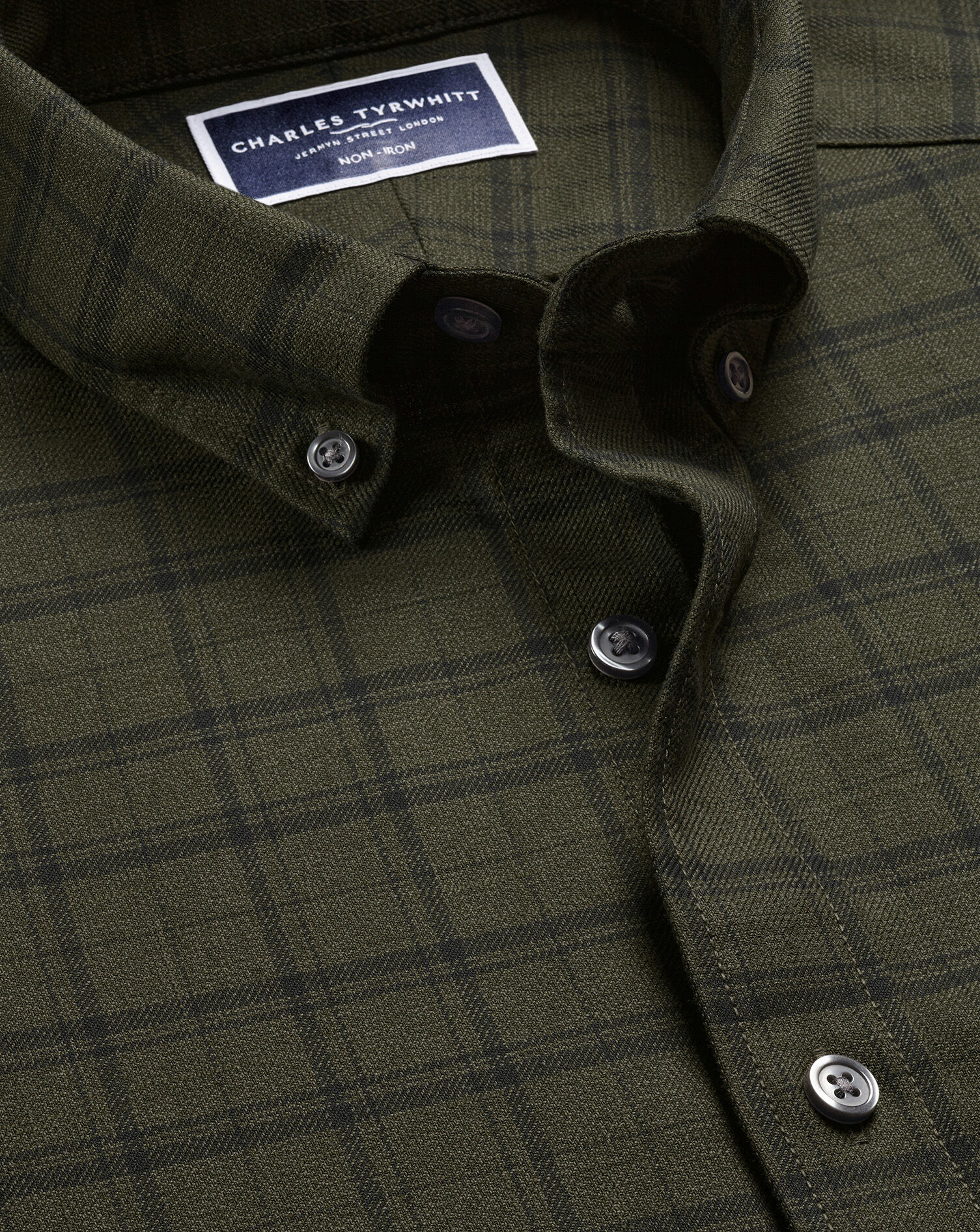 Twill Check Shirt - Olive Green & Navy