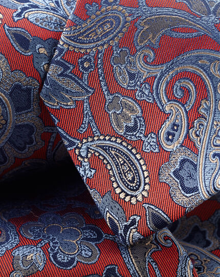 Krawatte aus Seide mit Paisleymuster - Kupferorange