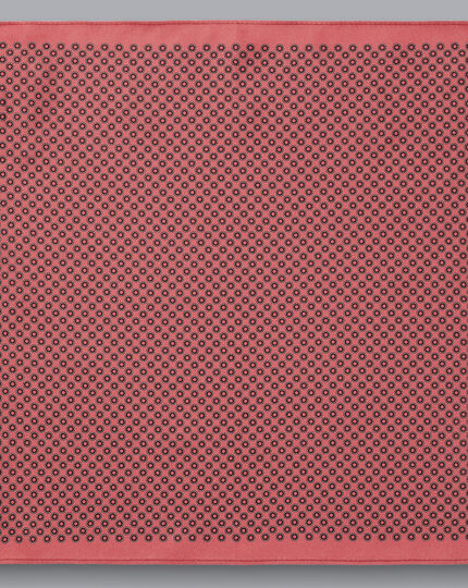 Circle Print Silk Pocket Square - Coral Pink