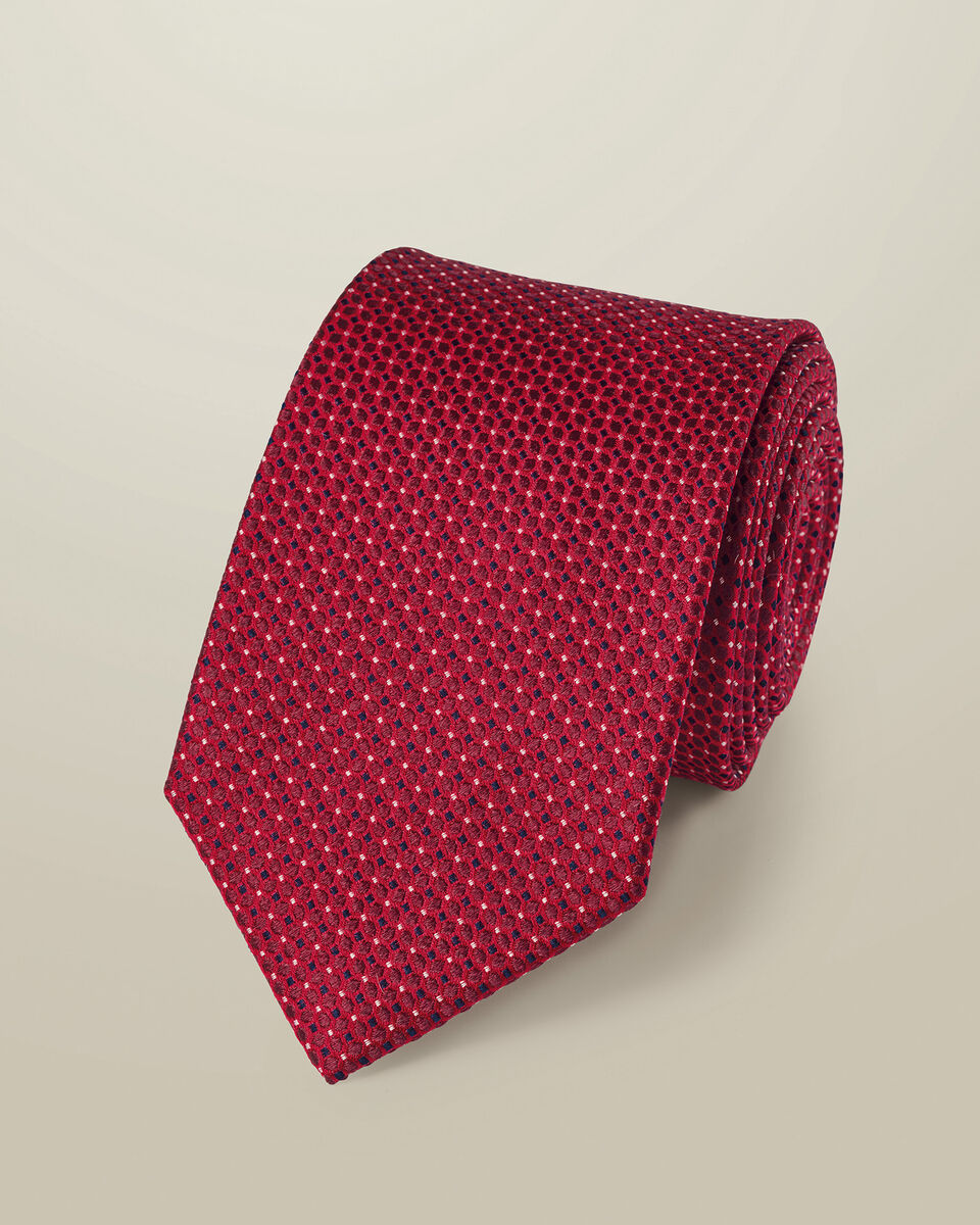 Silk Patterned Tie - Red
