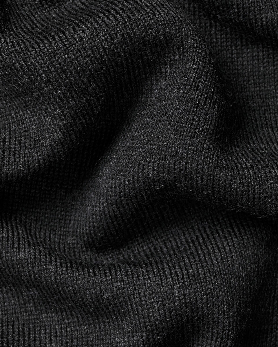 Pull en pur m&eacute;rinos &agrave; col en V - Gris anthracite