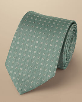 Schmutzabweisende Krawatte aus Seide mit Punkten - Hellgrün