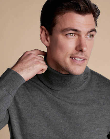 Merino Turtleneck Sweater - Grey