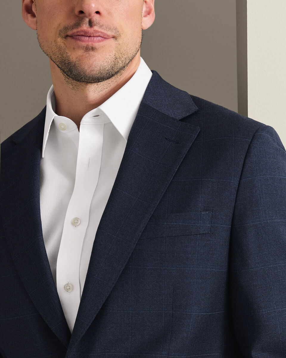 Windowpane Check Suit - Indigo Blue