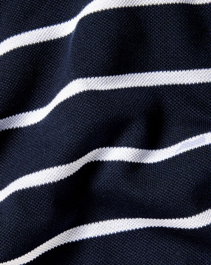 Breton Stripe Tyrwhitt Pique Polo - Navy & White