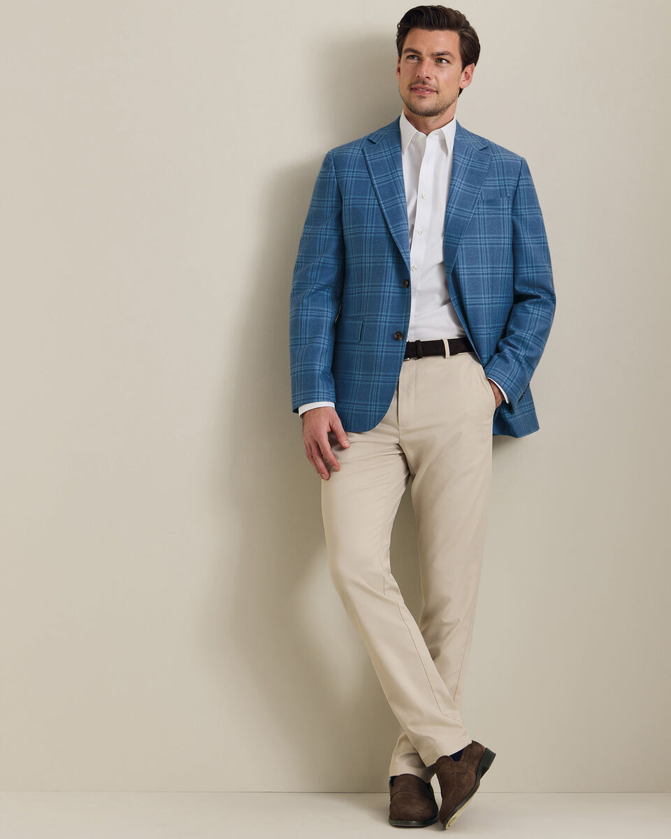 Lightweight Wool Check Jacket - Mid Blue
