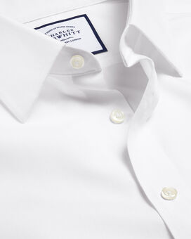 Bügelfreies Popeline-Kurzarmhemd - Weiß