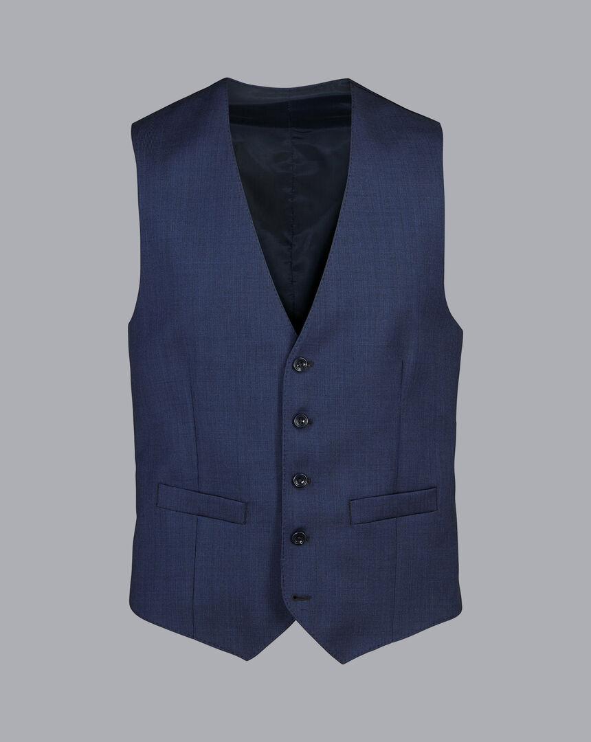 Italian Luxury Textured Suit Waistcoat - Indigo Blue