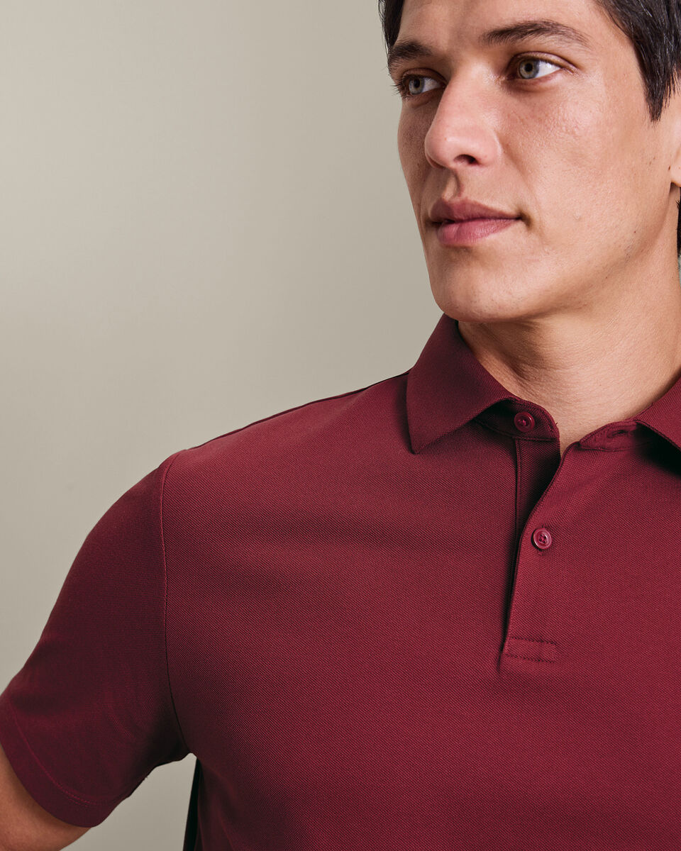 Smart Pique Polo - Maroon Red