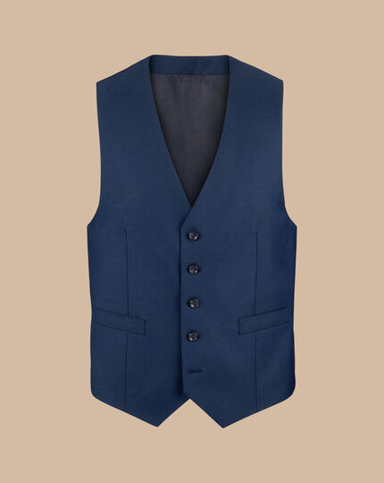 Natural Stretch Twill Suit Vest - Royal Blue | Charles Tyrwhitt