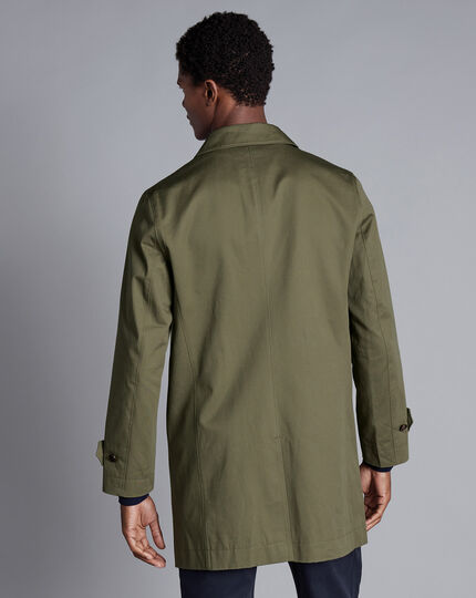 Showerproof Cotton Raincoat - Olive Green