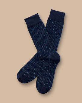 Socken mit geometrischen Punkten - Jeansblau