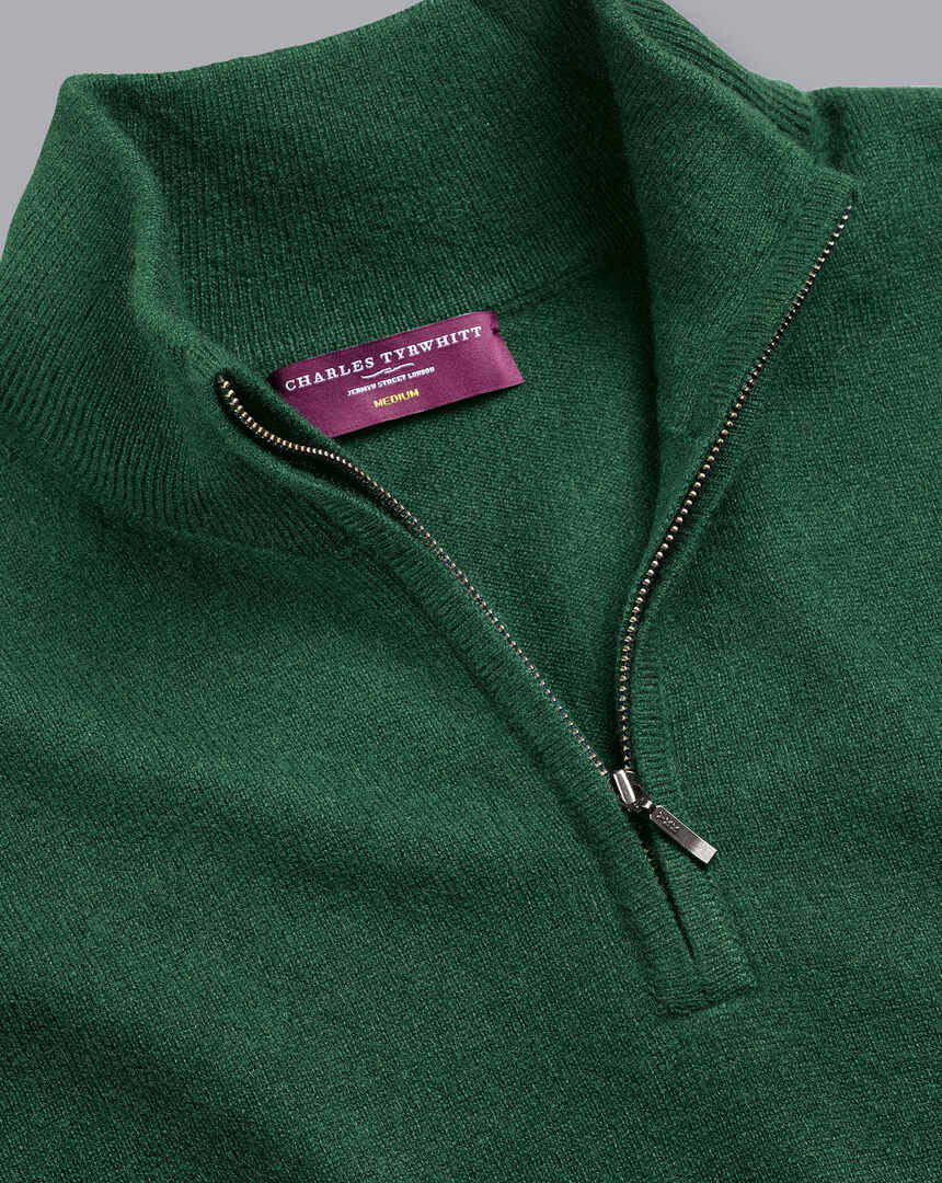 Cashmere Zip Neck Sweater - Dark Green
