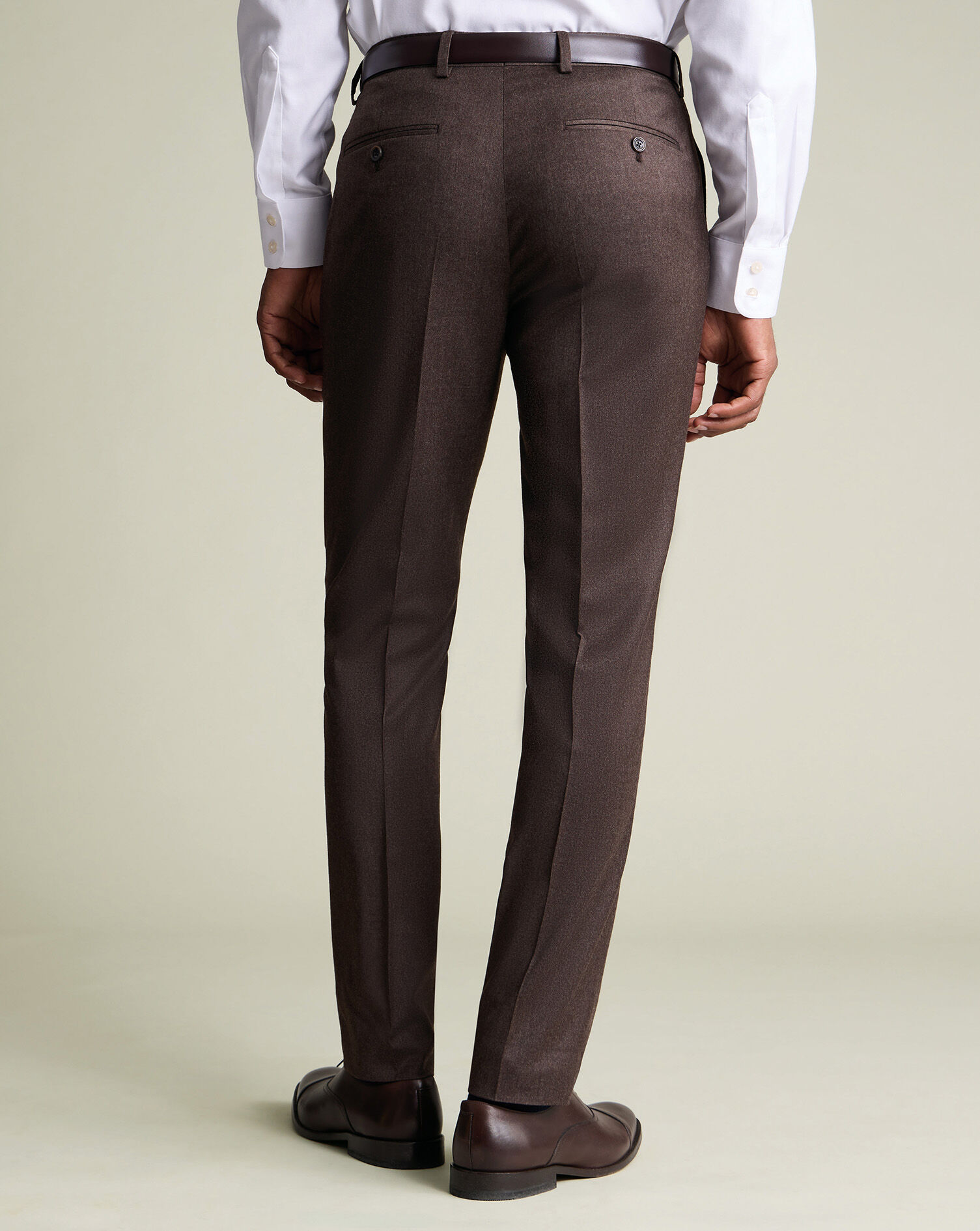 Italian Flannel Suit Pants - Chocolate Brown | Charles Tyrwhitt US