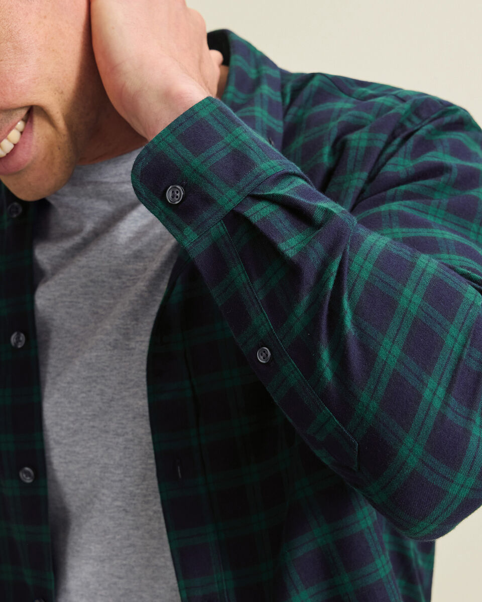 Brushed Flannel Check Shirt - Navy & Green