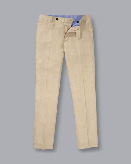 Italian Linen Trousers - Stone Slim