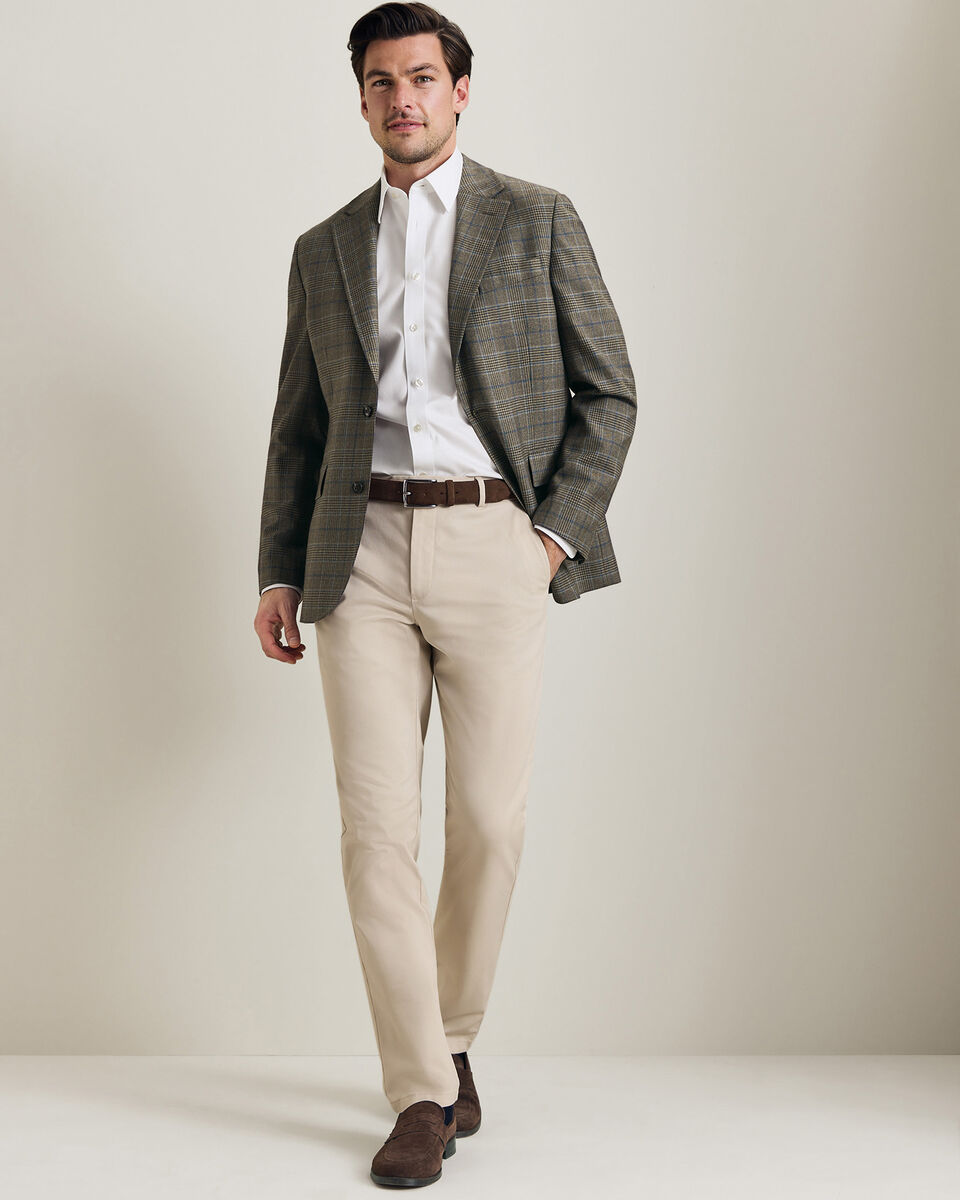 Lightweight Wool Check Jacket - Mocha