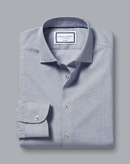Non-Iron Cushion Stretch Texture Shirt - Navy Blue