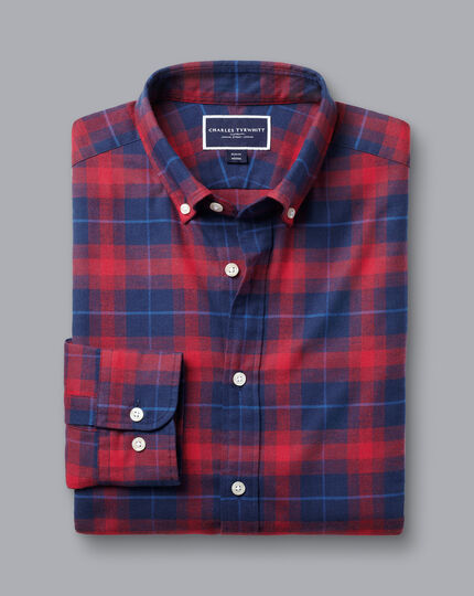 Brushed Flannel Check Shirt - Red