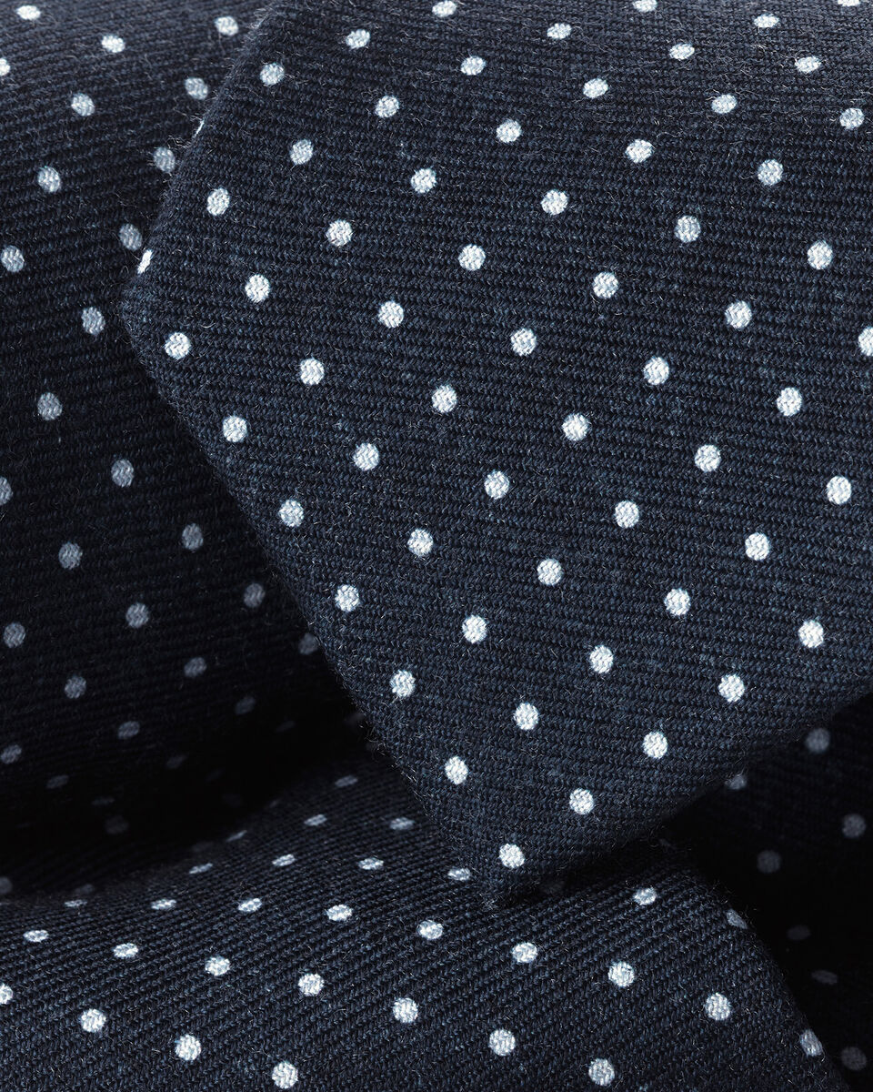 Krawatte aus Wolle mit Punkten - Französisches Marineblau