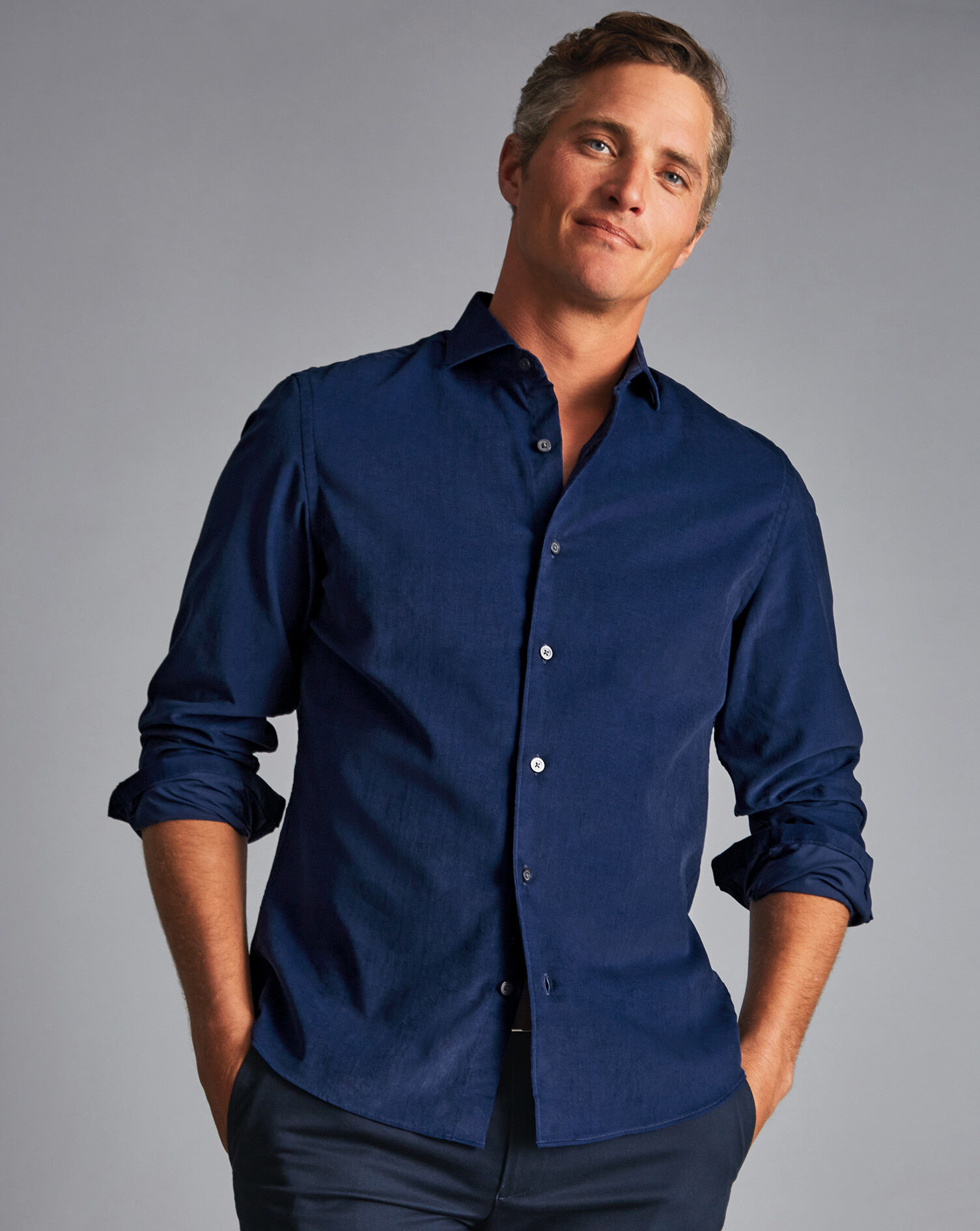 Cutaway Collar Fine Corduroy Shirt 