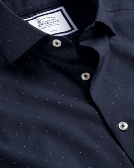 Semi-Cutaway Collar Non-Iron Spot Print Shirt - Navy